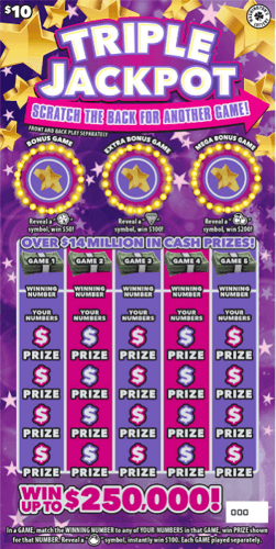 TRIPLE JACKPOT scratch-off ticket