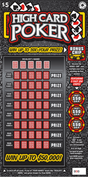 HIGH CARD POKER scratch-off ticket
