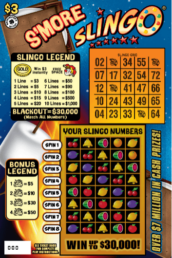 S'MORE SLINGO scratch-off ticket