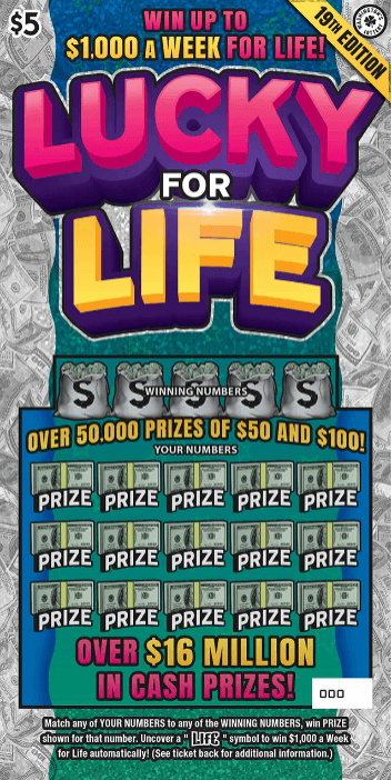 LUCKY FOR LIFE 19TH EDITION scratch-off ticket