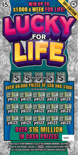 LUCKY FOR LIFE 19TH EDITION scratch-off ticket