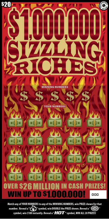 $1,000,000 SIZZLING RICHES scratch-off ticket