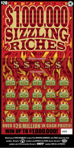 $1,000,000 SIZZLING RICHES scratch-off ticket
