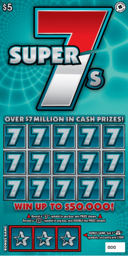 SUPER 7S scratch-off ticket