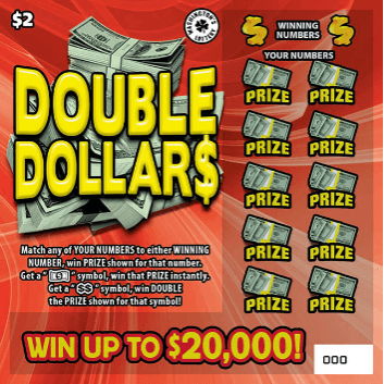 DOUBLE DOLLAR$ scratch-off ticket