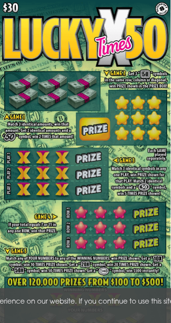 LUCKY TIMES 50 scratch-off ticket