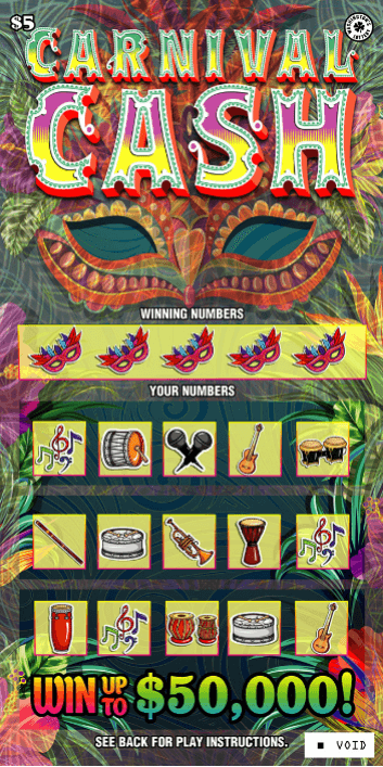 Carnival Cash scratch-off ticket