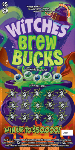 WITCHES BREW BUCKS scratch-off ticket