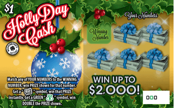 HOLLY DAY CASH scratch-off ticket