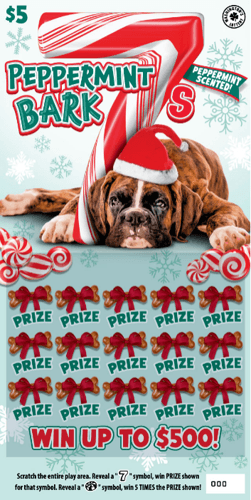 PEPPERMINT BARK 7S scratch-off ticket