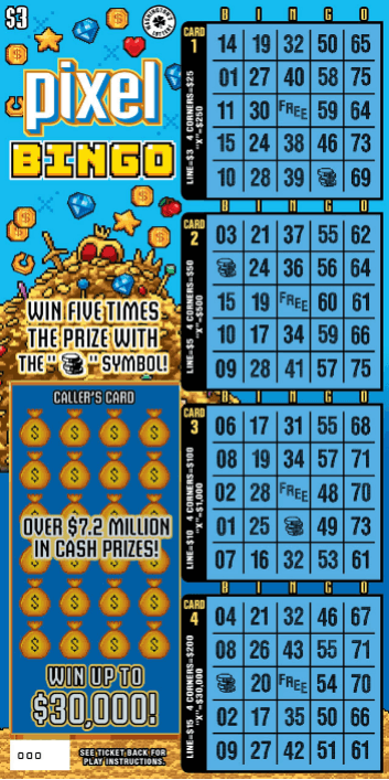 PIXEL BINGO scratch-off ticket