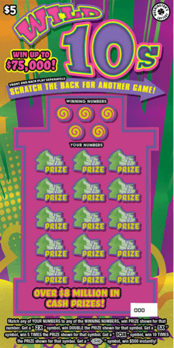 WILD 10S scratch-off ticket