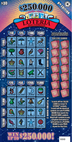 $250,000 LOTERIA 8TH EDITION scratch-off ticket