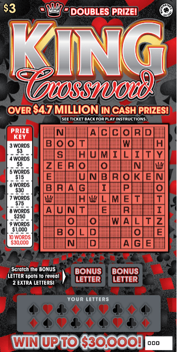 KING CROSSWORD scratch-off ticket
