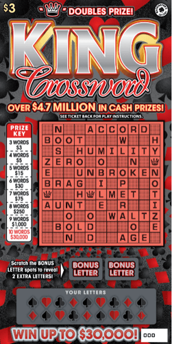 KING CROSSWORD scratch-off ticket