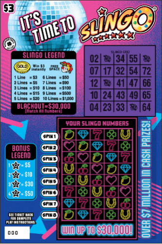 ITS TIME TO SLINGO scratch-off ticket