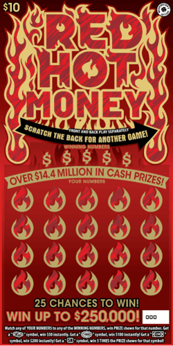 RED HOT MONEY scratch-off ticket