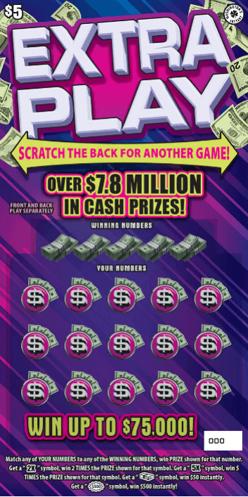 EXTRA PLAY scratch-off ticket
