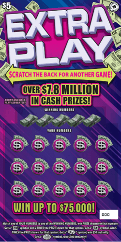 EXTRA PLAY scratch-off ticket