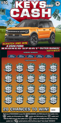 KEYS AND CASH scratch-off ticket