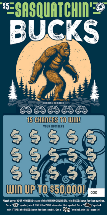 SASQUATCHIN BUCKS scratch-off ticket