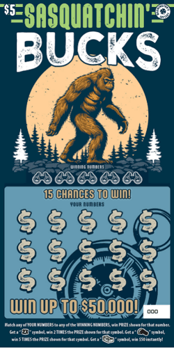 SASQUATCHIN BUCKS scratch-off ticket