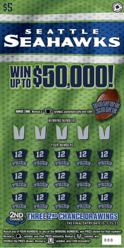 SEATTLE SEAHAWKS scratch-off ticket