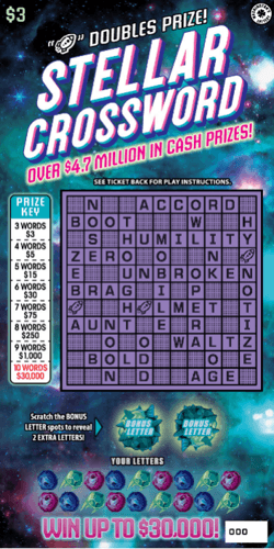 STELLAR CROSSWORD scratch-off ticket
