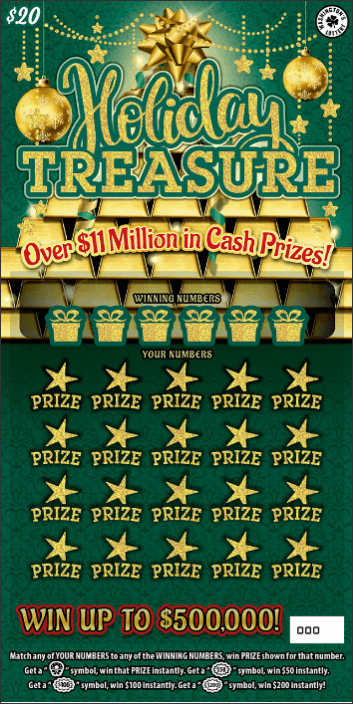HOLIDAY TREASURE scratch-off ticket