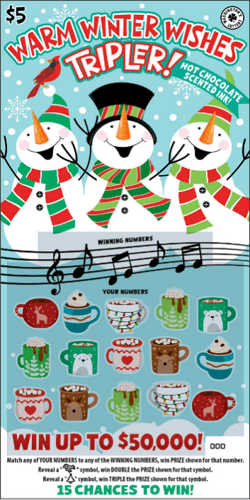 WARM WINTER WISHES TRIPLER! scratch-off ticket