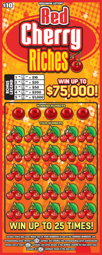 RED CHERRY RICHES scratch-off ticket