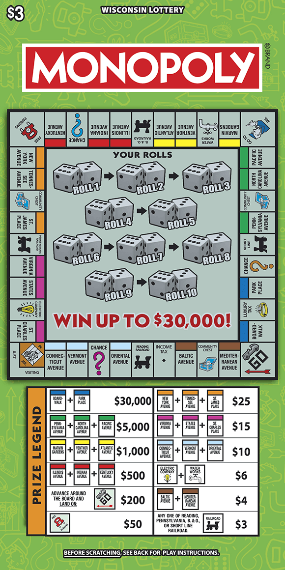 MONOPOLY™ scratch-off ticket