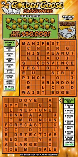 GOLDEN GOOSE CROSSWORD scratch-off ticket