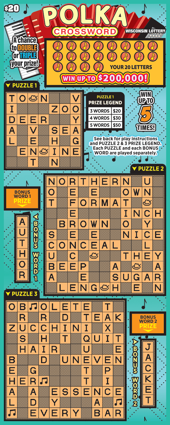 POLKA CROSSWORD scratch-off ticket
