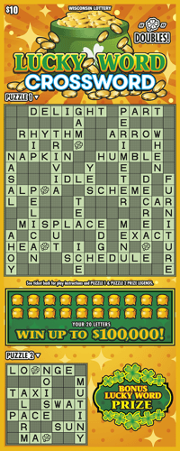 LUCKY WORD CROSSWORD scratch-off ticket