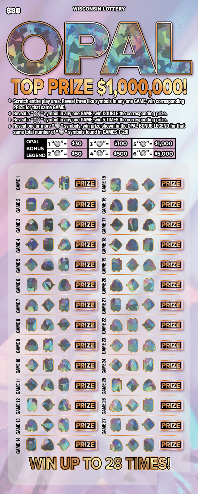 OPAL scratch-off ticket