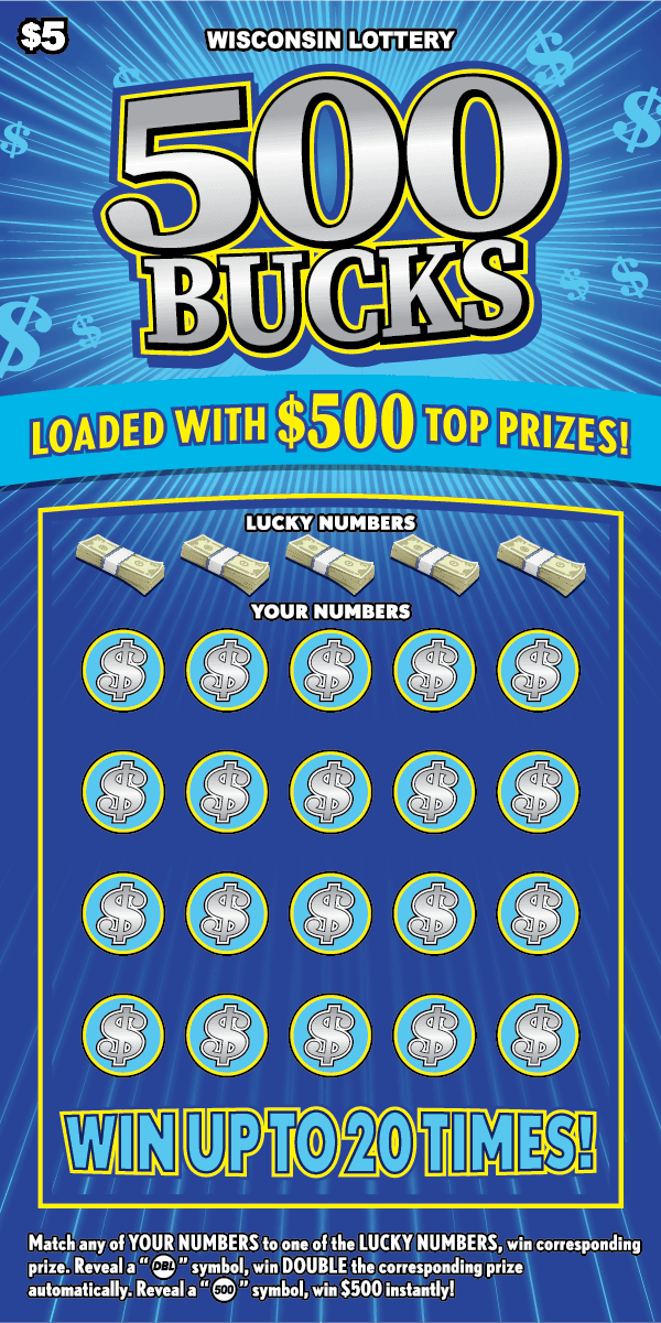500 BUCKS scratch-off ticket