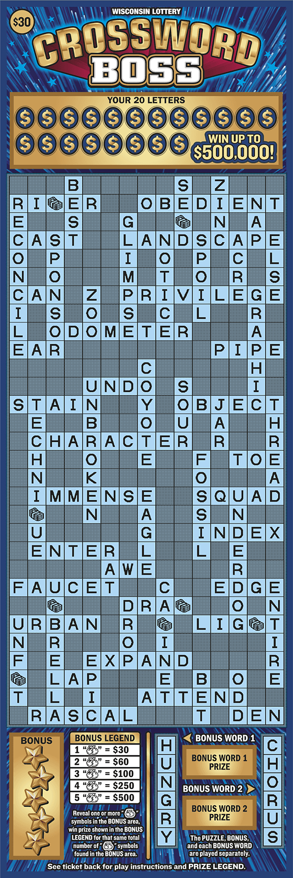 CROSSWORD BOSS scratch-off ticket