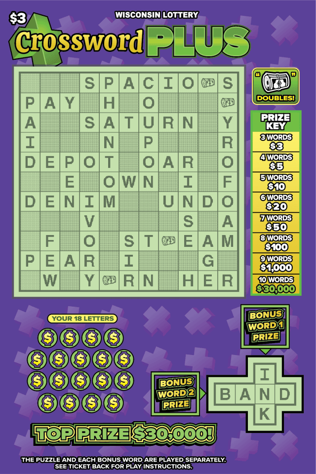 CROSSWORD PLUS scratch-off ticket