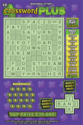 CROSSWORD PLUS scratch-off ticket