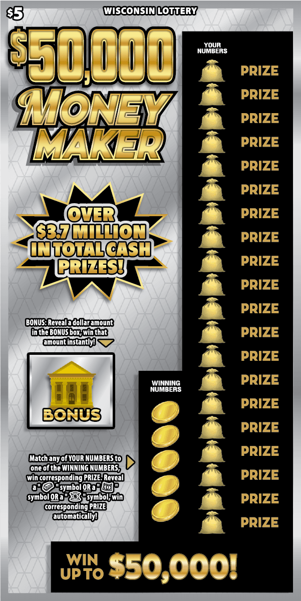 $50,000 MONEY MAKER scratch-off ticket