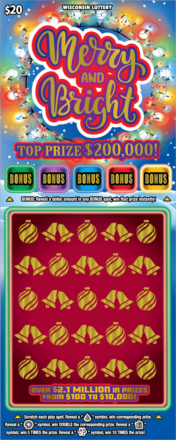 MERRY AND BRIGHT scratch-off ticket