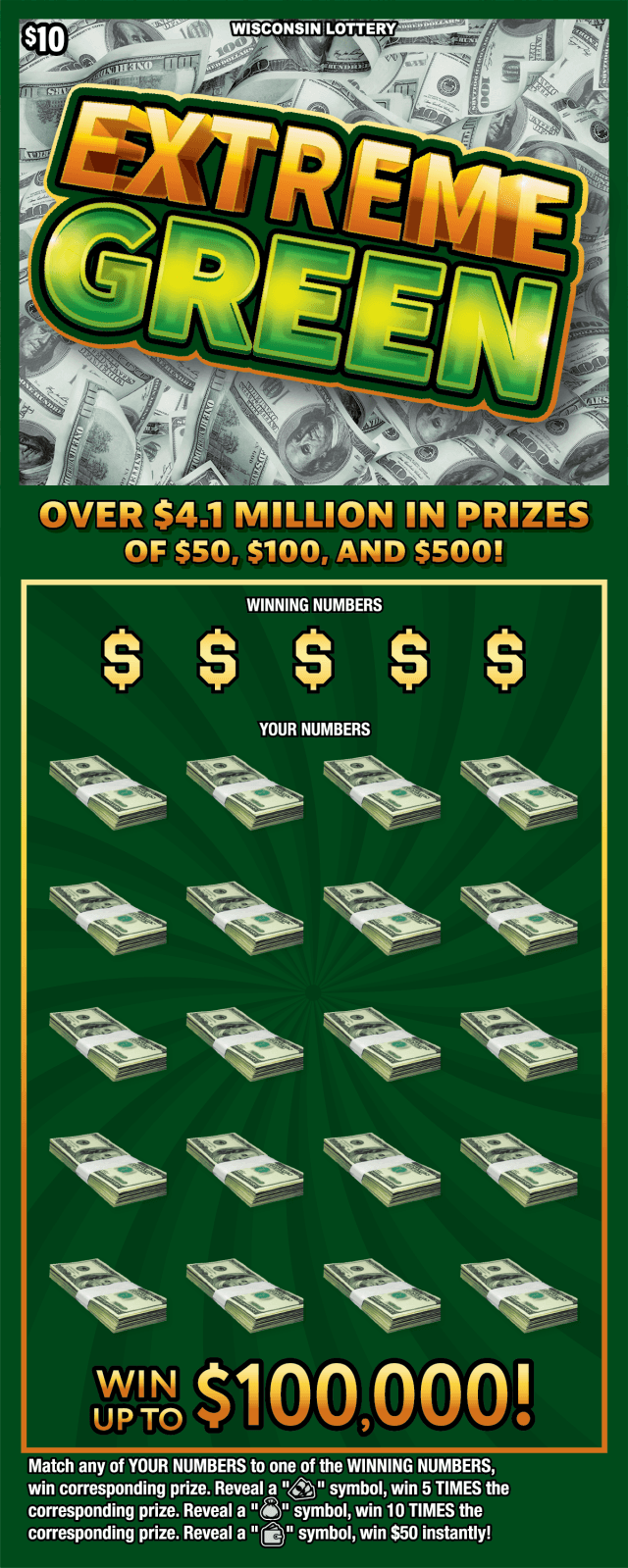 EXTREME GREEN scratch-off ticket
