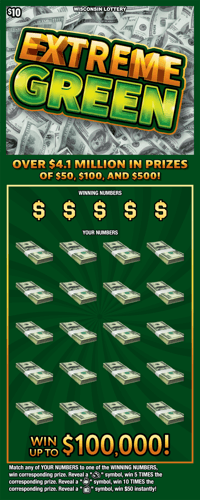 EXTREME GREEN scratch-off ticket