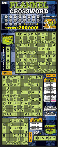 FLANNEL CROSSWORD scratch-off ticket