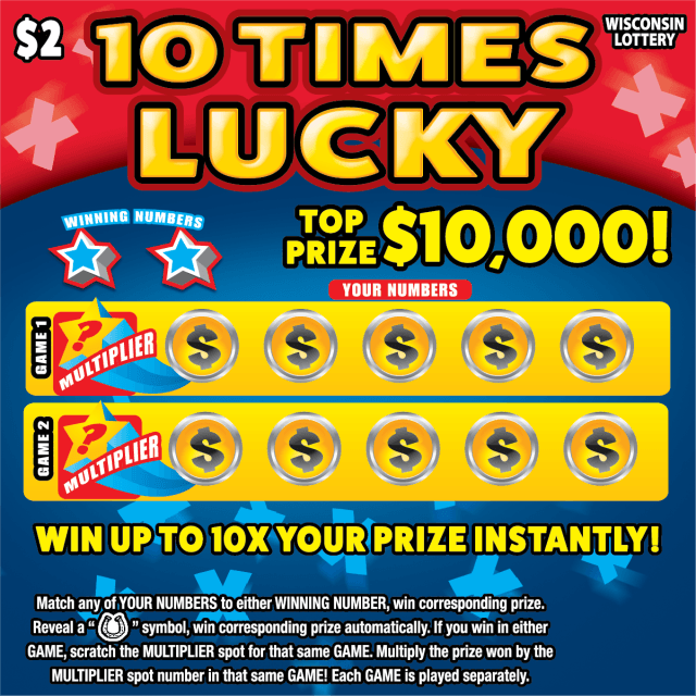 10 TIMES LUCKY scratch-off ticket