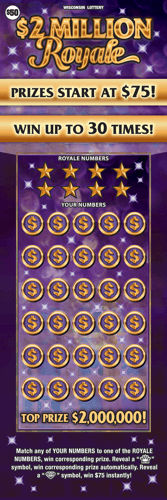 $2 MILLION ROYALE scratch-off ticket