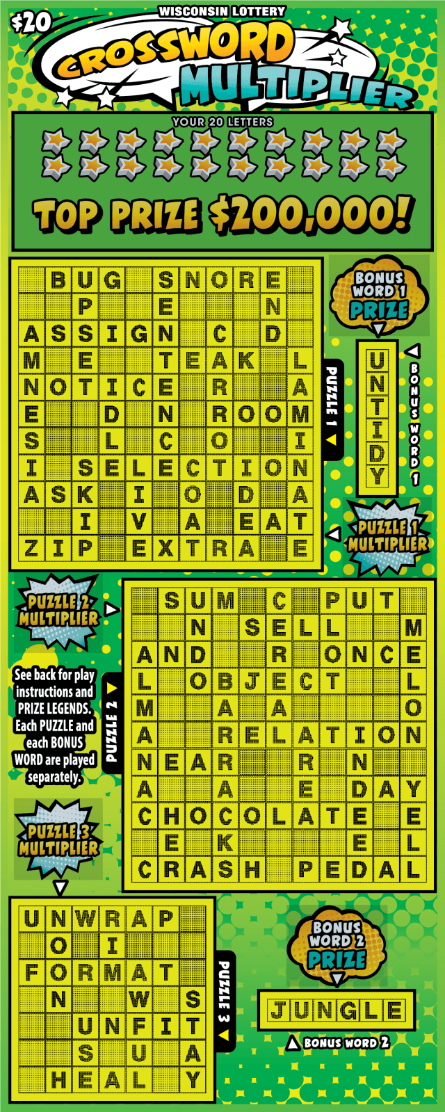 CROSSWORD MULTIPLIER scratch-off ticket