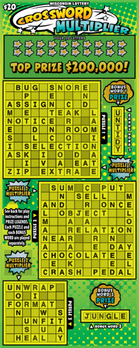 CROSSWORD MULTIPLIER scratch-off ticket
