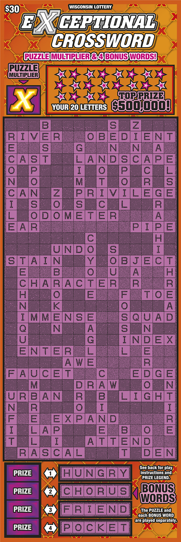EXCEPTIONAL CROSSWORD scratch-off ticket